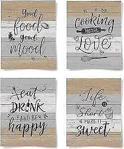 #ad #ad Farmhouse Kitchen Decor Funny Inspirational Wall Art Positive Brown Grey $26.09