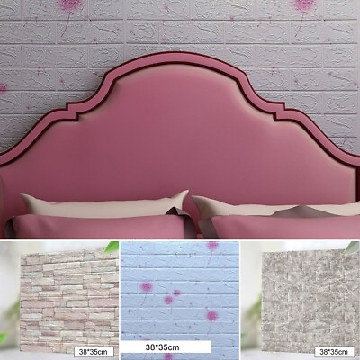 #ad 10x 3D Tile Brick Wall Sticker Self adhesive DIY Bedroom Foam Panel Backgrond $13.80