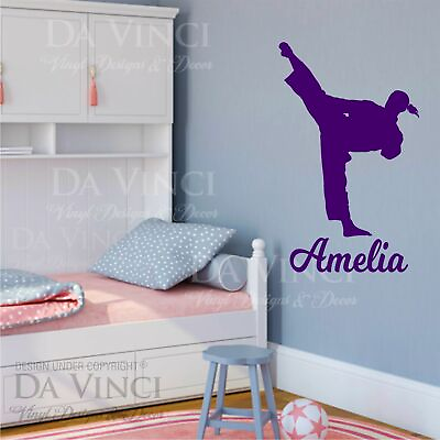 #ad Karate Martial Arts Wall Room Personalized Custom Name Girl Vinyl Sticker A $51.99