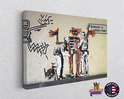 #ad #ad Banksy Basquiat Barbican Graffiti Classic Street Banksy Wall Art Canvas $57.67