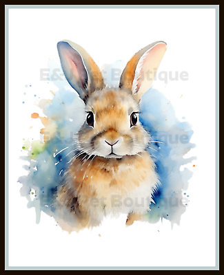 #ad Watercolor Rabbit Wall Art for Nursery New Parents Poster for Baby 3 Sizes $14.99