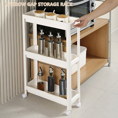 #ad Narrow Gap Storage Rack Basket Shelf Cart Holder for kitchen and laundry Room $31.99
