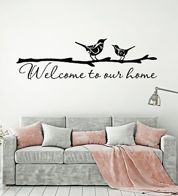 #ad Vinyl Wall Decal Couple Birds House Phrase Welcome To Our Home Stickers g5828 $67.99