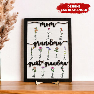 #ad #ad Mom Grandma Great Grandma Birth Month Flower Personalized Wood Sign $31.95