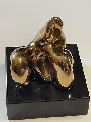 Vintage Brass Bronze Solid Abstract Metal Sculpture Biomorphic Surreal Cubist $1536.00