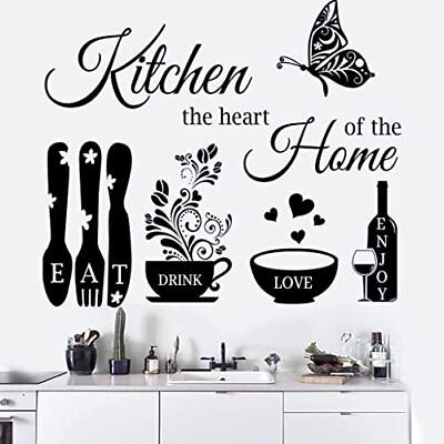 #ad Kitchen Wall Stickers Dining Room Quotes Wall Decals The Kitchen The Heart of $12.11