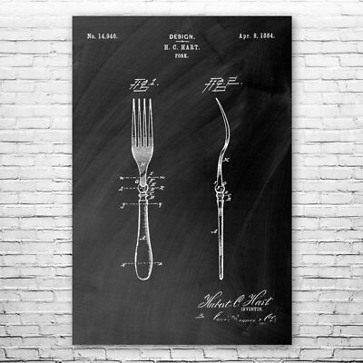 #ad Fork Poster Print Kitchenware Art Culinary Gifts Kitchen Decor Chef Gift $42.95