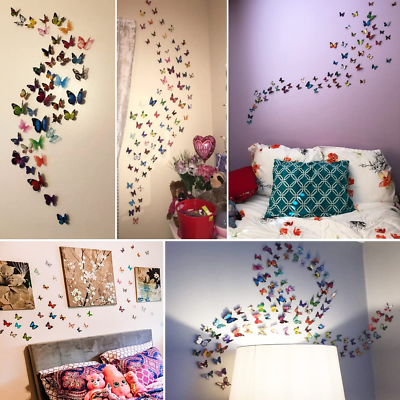 #ad 80 PCS Butterfly Wall Decals 3D Butterfly Wall Decor Stickers for Home Wall Dec $15.67