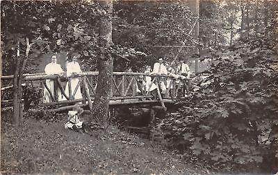 #ad #ad Estherville IA Family on Rustic Park Bridge How You Think We all Look? 1909 RPPC $7.50