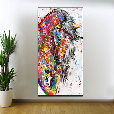 Canvas Painting Animal Wall Art Pictures Colorful Horse Prints Art Wall Pictures $6.29