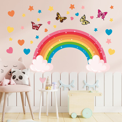 #ad Rainbow Star Butterfly Wall Stickers Room PVC Art Decal Nursery Mural Home Decor $6.93