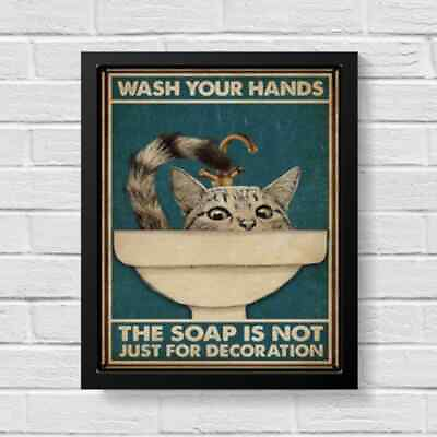 #ad Wash Your Hands Wall Art For Bathroom Funny Art Wall Art Decor No Framed $29.99