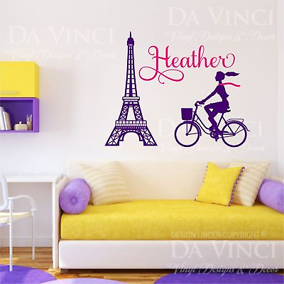 #ad #ad Paris Eiffel Tower Love Girl Custom Name Wall Personalized Vinyl Sticker Decal Q $50.99