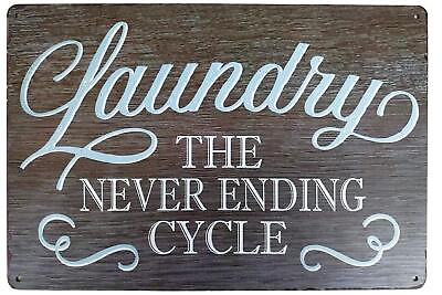 #ad Rustic Laundry Room Wall Decor Vintage Metal Sign The Never Ending Cycle Bath... $16.65