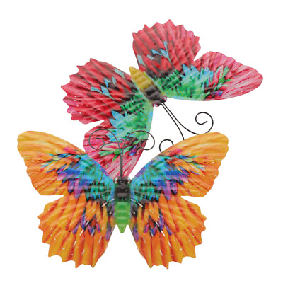 #ad 2 Pcs Wall Butterfly Decorations Outdoor Craft Wrought Iron $10.98