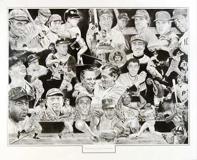 #ad Wall of Fame Aaron Ruth MLB Baseball legends 1996 Robert Stephen Simon UnFramed $95.00