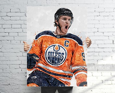 #ad Connor McDavid Edmonton Oilers Poster Canvas Hockey print Sport wall art $70.15