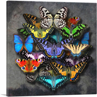 #ad ARTCANVAS Modern A Circle of Butterflies Canvas Art Print $93.49