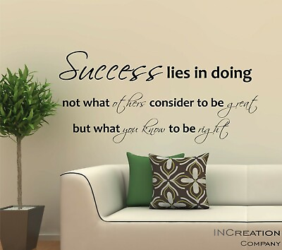 #ad SUCCESS MOTIVATION VINYL WALL DECAL STICKER LETTERING QUOTE HOME OFFICE DECOR $30.39