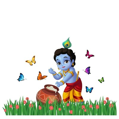 #ad Lord Krishna Big Wall Sticker Vinyl Poster For Home Decor 50 x 70 cm Pack of 1 $15.99