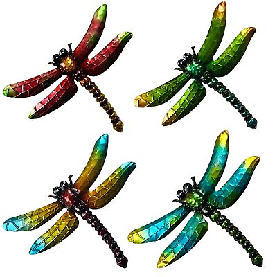 #ad 4 Pcs Metal Dragonfly Wall Decor Hanging 3D Wall Art for Home Bedroom Garden $25.99