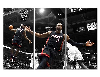 #ad Black and White Wall Art for Living Room LeBron James and D Wade Alley oop Pa... $86.89