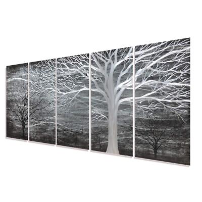 #ad Black and Silver Metal Wall Art 3d Abstract Modern Tree Decor Large Sculpture... $224.07