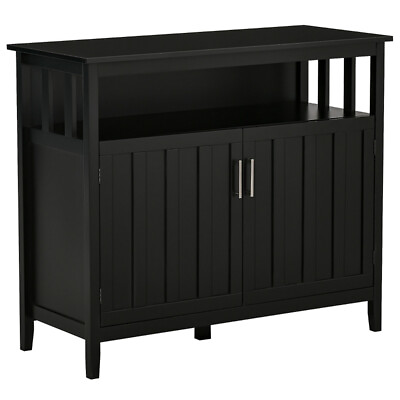 #ad Kitchen Cabinet Features An Open Shelf and Two Cabinets Black $375.84