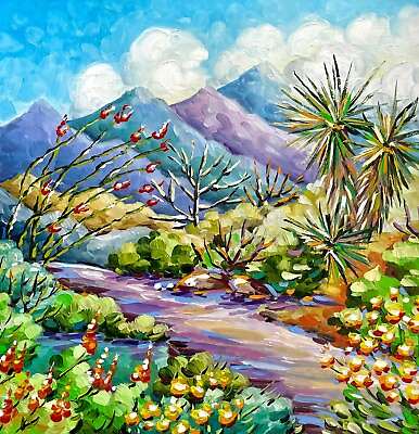 #ad Wildflowers Oil Painting Texas Nature Original Art Austin San Antonio 10x10 in $79.00