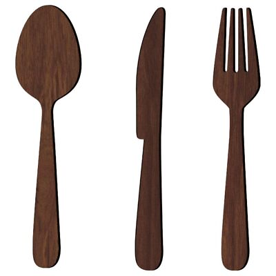 #ad 1 Set Wooden Fork Spoon Sign Room Decor Dining Room Wall Decor Kitchen Rustic... $16.65