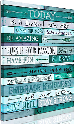 #ad #ad Inspirational Wall Art Quotes Office Teal Decor for Bedroom Word Artwork for $26.88