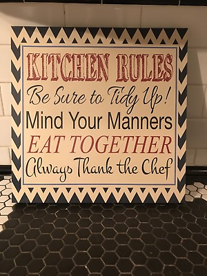 #ad Kitchen Rules Wall Picture Phrase Art Print Framed Wall Picture Home Decor $5.99