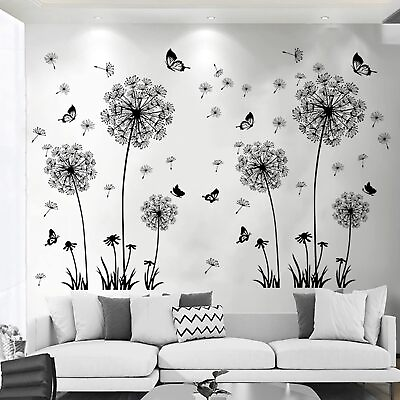 #ad 2 Set Dandelion Wall Decals Flower Stickers Murals Butterflies Wall Decor for Be $20.37