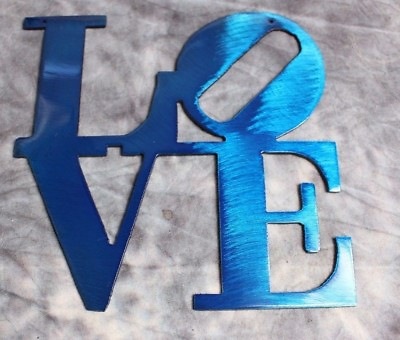 #ad Love Word Boxed Metal Wall Art Blue 6quot; x 6quot; $18.98