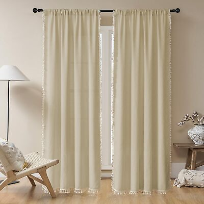 #ad Joydeco Natural Boho Curtains for Bedroom Living Room Farmhouse Curtains 120... $37.14