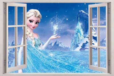 #ad FROZEN ELSA 3D Window View Decal WALL STICKER Home Decor Art Mural Disney FS $28.24