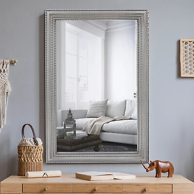 #ad 35.9quot; H Rustic Wall Mirror Decorative Wood Frame Rectangle Farmhouse Bathroom $89.99