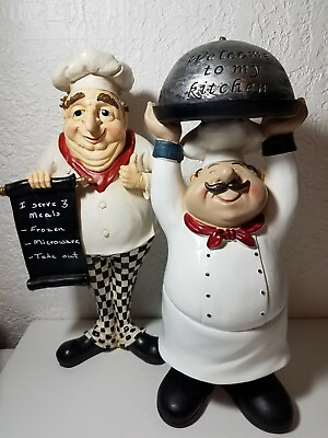 #ad #ad Chef Kitchen Statue Figurine Restaurant or Home Decor Lot 2 $169.00