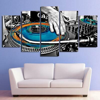 #ad DJ Musician Mixing Music Framed 5 Piece Canvas Wall Art $189.00