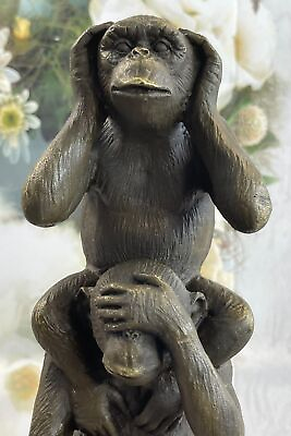 #ad Art Deco Classic Artwork Three Monkey Museum Quality Bronze Sculpture Statue Lrg $209.50