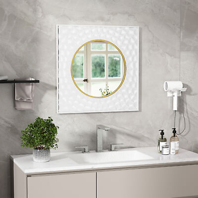 #ad 25“ Round Square Decorative Wall Mirrors White amp; Gold Honeycomb Decor Hanging US $79.99