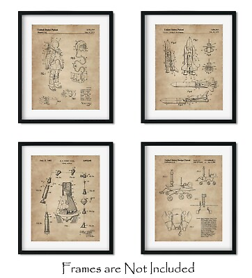 #ad Outer Space Patent Prints 8x10 Set of 4 Wall Art Decor Aerospace Lovers Gift $17.95
