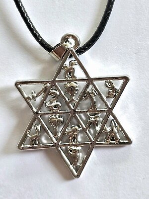 #ad STAR OF DAVID LARGE MODERN ON LEATHER CORD UNISEX NECKLACE $20.00