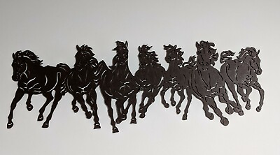 #ad Seven Horse Wooden wall Decor Horse Wall Art Wall Hanging 24 inch x 8.5 inch $32.99