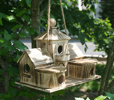 #ad 2 in 1 Bird House amp; Feeder Large Outdoor Birdhouse with 6 Holes $52.60