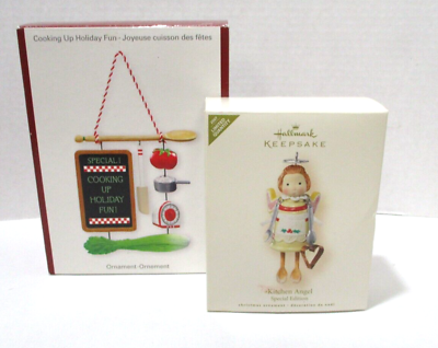 #ad 2 Kitchen Theme Christmas Ornaments Cooking Up Holiday Fun amp; Kitchen Angel $14.99