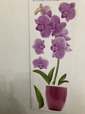 #ad #ad Wall Sticker Decoration Self Adhesive Wall Flower Orchids in a pot $9.99