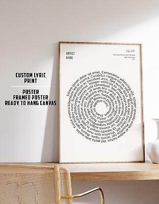 #ad Custom Lyric Print Custom Vinyl Print Song Wall Art Lyric Poster Custom $125.00