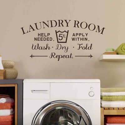 #ad Laundry Room Wall Decal Wash Dry Fold Wall Stickers Laundry Room Decor Laun... $23.21