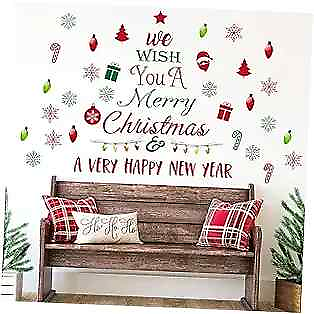 #ad 3 Pieces Christmas Tree Walls Decals Xmas Holiday Wall Decals Snowflakes Wall $12.72